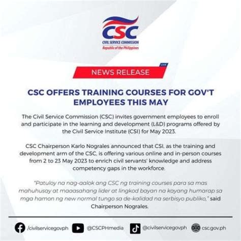 csc cpro 2024|CSC offers training courses for gov't employees this May.